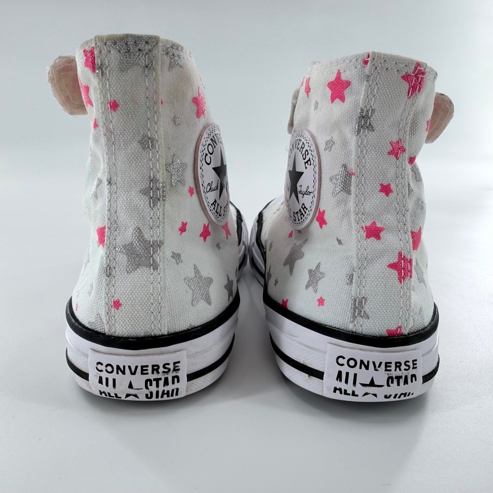 Converse All Star Chuck Taylor High Top Sneakers Youth 3 Pink Stars Y2K No-Tie - Picture 8 of 11